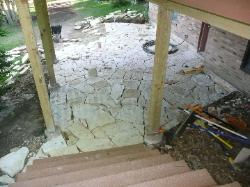 Missouri ozark tan patio stone below deck