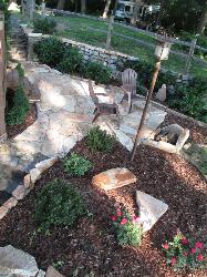 Florissant, MO flagstone path, patio, and retaining wall