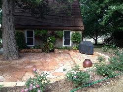 Ozark Natural stone patio and short wall in Peoria, Illinois